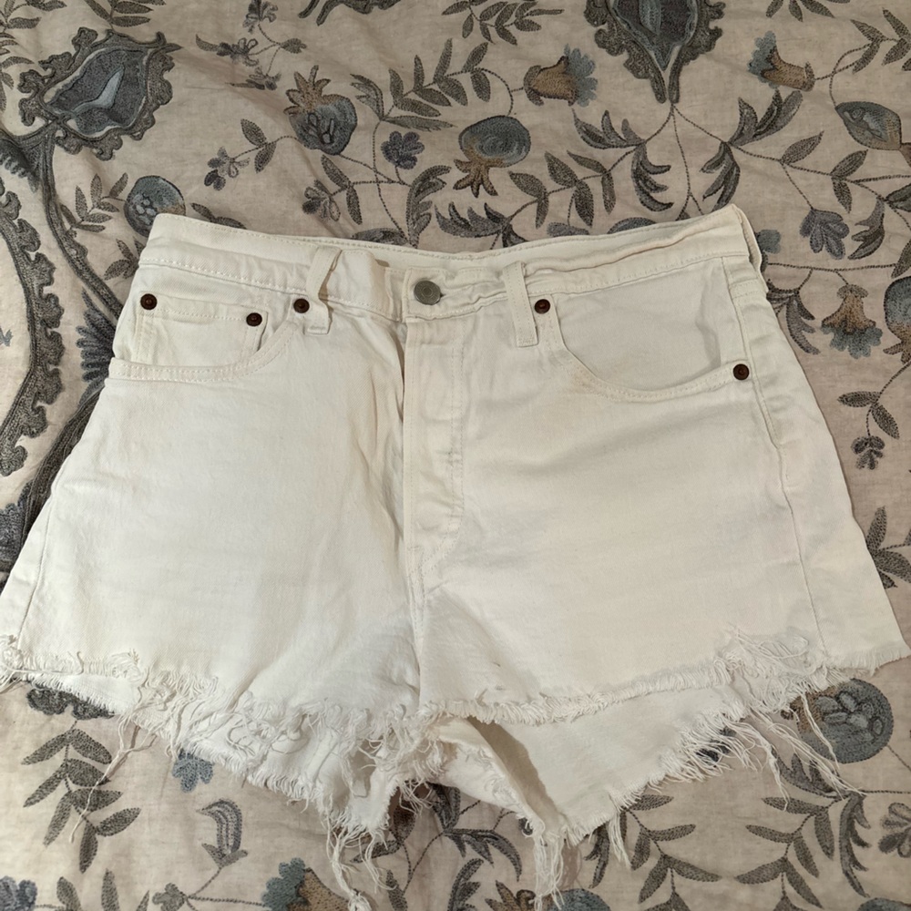 Levi's White Jean Shorts